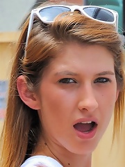 Karina flashes her juicy pussy and big tits