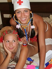 Zarina is a very sexy doctor. Too sexy! The girls performed a great show. You can see more close-ups here.