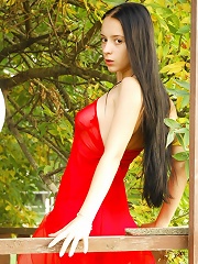 Girl taking off her dress